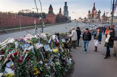 Flowers for Nemtsov on a snowy night