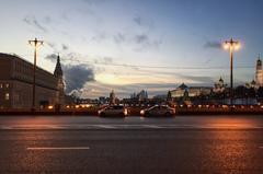 Bolshoy Moskvoretsky Bridge in Moscow with police activity