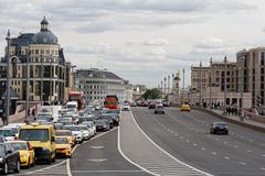 Moscow Bolshoy Moskvoretsky Bridge view from Varvarka in May 2022