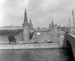 The Red Square, the Kremlin, and St. Basil's Cathedral seen from the Big Moscow River bridge