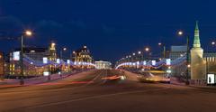 Bolshoy Moskvoretsky Bridge at night in Moscow, Russia