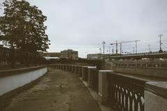 Podgorskaya Embankment with Malyy and Bolshoy Ustyinsky Bridges in Moscow