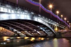 Bolshoy Ustyinsky Bridge at night in Moscow