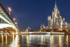 Bolshoy Ustyinsky Bridge and Kotelnicheskaya Embankment building in Moscow