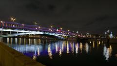 Bolshoy Ustynsky Bridge in Moscow at dusk