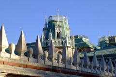 Tsaritsino Palace in Moscow with lush green foreground