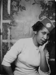 Delois Marie JOHNSON in US Army Air Corps paratrooper’s cap, c.1945-1950s