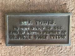 Plaque on bell tower at Christ Church in Raleigh, NC