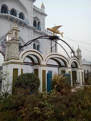 anemometer shaped like a fish at a gate