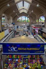 Mercado Municipal de São Paulo interior view with stalls and people