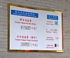 daily tourist volume and weather information sign at Summer Palace, Beijing