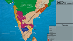 Map of the Mughal Maratha Wars in 1680 CE