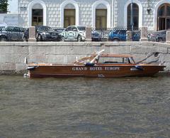 Boat on Fontanka River near Grand Hotel Europe