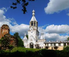 View of Desyatinnaya Monastery in Veliky Novgorod, Russia