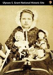 Nellie Grant portraying the Old Woman in the Shoe at the Mississippi Valley Sanitary Fair, 1864