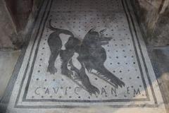 Cave Canem mosaic at the entrance of the House of the Tragic Poet in Pompeii