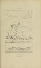 Drawing of Pompeii fresco depicting Ariadne abandoned on Naxos by Henri Roux Ainé, 1870