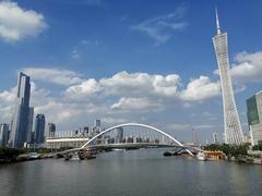 Pedestrian bridge across the river in Zhujiang New Town, Guangzhou