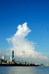 Scenery in Guangzhou, China with blue sky and clear water