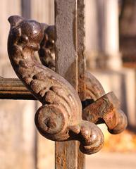 Gate handle in the Izmailovsky Garden of St. Petersburg, Russia