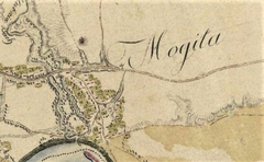 Map of Europe in the 18th century focused on Mogiła, Kraków