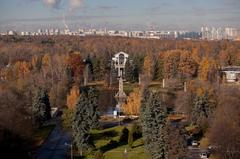 aerial view of VDNKh, the All-Russian Exhibition Center in Moscow