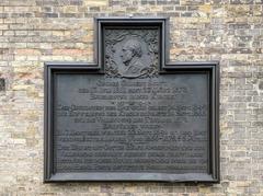 Memorial plaque for George Gilbert Scott at the former Hauptkirche St. Nikolai Hamburg