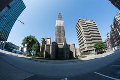 Hauptkirche St. Nikolai in Hamburg-Altstadt with nearby administrative buildings