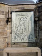 Mahnmal St. Nikolai mosaic by Oskar Kokoschka titled Ecce Homo