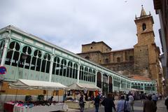 Mercado del Fontán and San Isidoro el Real Church in Oviedo, Spain