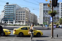 Athens cityscape near Omonoia Square at dusk