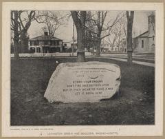 Lexington Green and boulder in Massachusetts