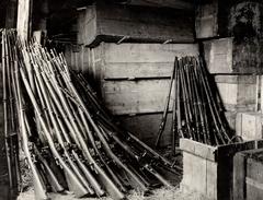 Windsor Castle Yard in 1913 with confiscated weapons including rifles and bayonets