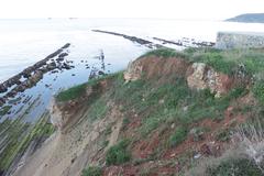 sliding walls of the circular battery in the cliffs of Punta San García at Fuerte de San García, Algeciras, Andalusia, Spain