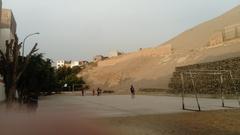 Sports court exposed to landslides in Santiago de Surco, Lima, Peru