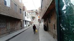 settlement on a steep hillside in Santiago de Surco, Lima, Peru