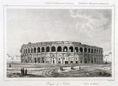 old drawing of the Arena of Nîmes