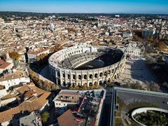 aerial view of Nîmes amphitheater