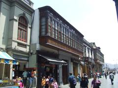 Casa Aliaga exterior with Spanish Colonial balcony in Lima, Peru