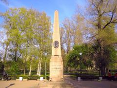 Obelisk at the site of Pushkin's duel with Dantes in St. Petersburg, Russia