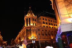 scenic winter cityscape of Harbin with ice and snow sculptures