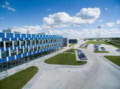 New Holland factory headquarter with showroom, canteen, and landscape in Harbin, designed by Carlo Malerba