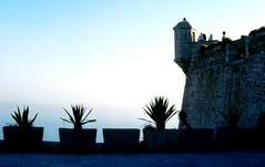 Planters and bartizan at Santa Bárbara Castle in Alicante