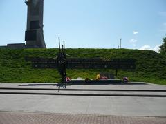 Veliky Novgorod War Memorial with statues and eternal flame