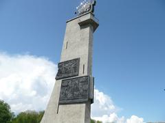 Veliky Novgorod War Memorial with sculptures and Eternal Flame in Russia