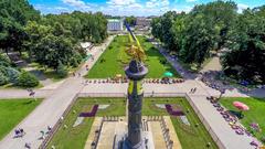 Glory Monument at Kruhla Square in Poltava, Ukraine