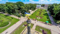 Glory Monument at Kruhla Square in Poltava, Ukraine