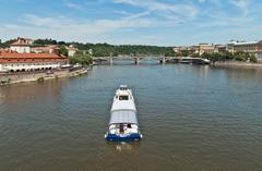 Mánesův most in Prague with scenic view from Charles Bridge