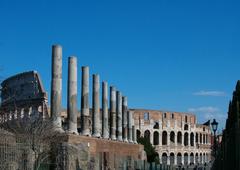 Temple of Venus in Forum Romanum with Colosseum in background