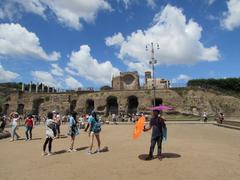 Imperial Forums in Rome with the Colosseum